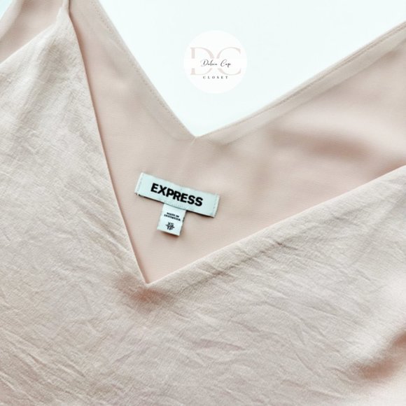 EXPRESS V-Neck Downtown Cami Textured Satin Pink Size XS - Picture 9 of 10